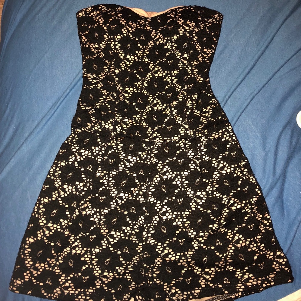 black lace romper with tan underside